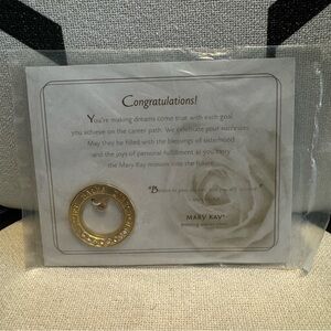 Mary Kay Gold Circular Future Sales Director Pin with Clear Crystals
